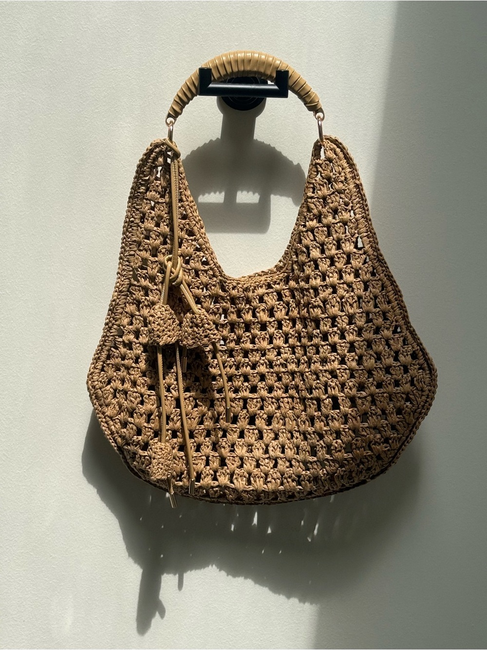 Woven Straw Hobo Bag in Tan - Picture 1 of 1